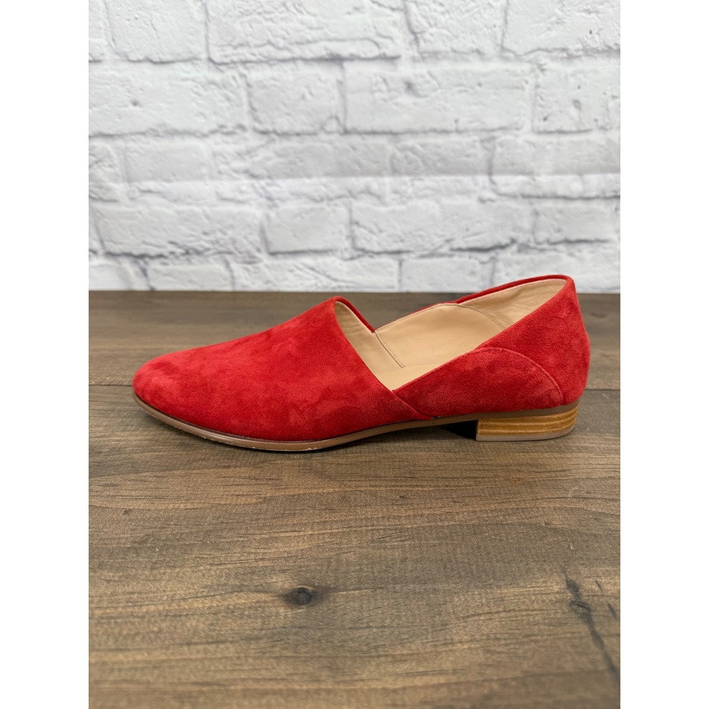 Clarks Pure Tone Red Suede Leather Loafers Flats Sz 9‎ Classic Statement Chic - Picture 5 of 8